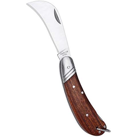 Linsen-outdoors Pruning Knife with Lock Back, Stainless Steel Garden Hand Tools, Folding Pocket Knife for Grafting Multi Cutting Tool, Weed Branches Mushroom Diggig Knife Cover