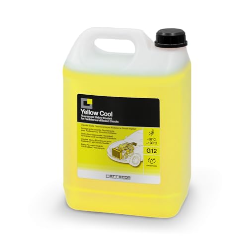 ERRECOM Yellow Cool, Gelbe Konzentrierte Fluoreszierende Kühlerflüssigkeit, G12-Frostschutzmittel mit Oat-Inhibitorpaket auf organischer Basis, 5...