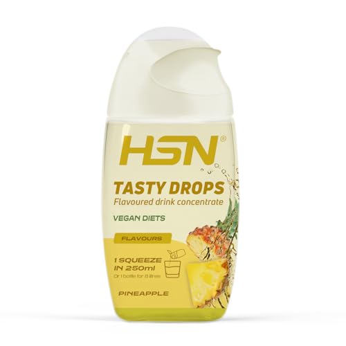 HSN Tasty Drops Saborizante Líquido Sin Calorías para Agua | Sabor Piña - 65ml (hasta 8 litros) | Gotas Saborizantes Sin Azúcar | Potenciador de Bebidas | Apto Vegano, Sin Gluten