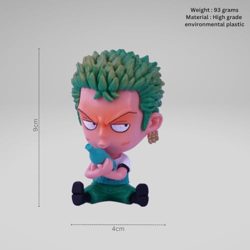 Image of Offo Zoro Sitting Miniature Action Figure - One Piece Anime PVC Collectible Statue for Home Decor, Office Desk & Study Table | Lightweight Durable Gift for Fans
