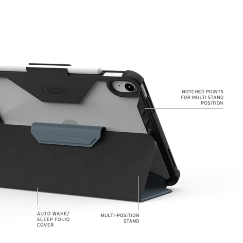 Image of URBAN ARMOR GEAR UAG Designed for iPad A16 Case 11 inch 11th Gen 2025 & 10.9 inch 10th Gen 2022 A3354 A3355 - Armor Shell Folio Cover with Adjustable Kickstand & Pencil Holder, Plyo LT Ice /Cloud Blue
