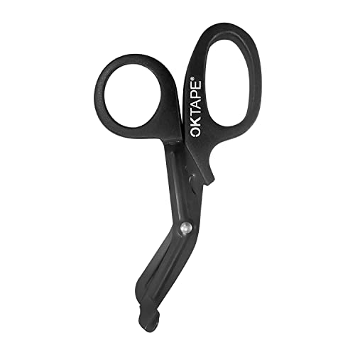 OK MED Shears - Bandage Scissorsï¼ŒMedical Scissors, EMT Trauma Shears, Non-Stick Scissors, First Aid Outdoor Stainless Steel Teflon, Black Handle and Black Coated Blades, 1 Packs