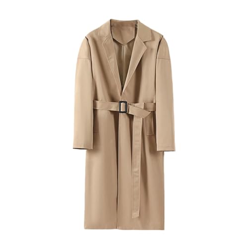 Trench long homme kaki automne hiver : manteau britannique coupe classique veste longue taille L