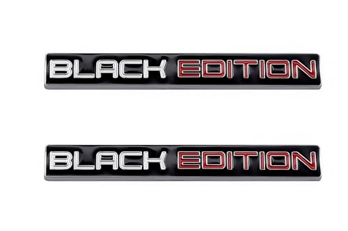Image of 2pcs Black Edition Metal Emblem 3D Badge Replacement for Car Truck Side Door Bike Stickers Nameplate (Silver White Red)