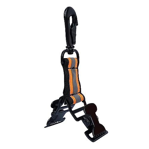 MEYZJRC グローブストラップ 耐久性 反射材 消防士グローブストラップ クリップホルダー ナイロンウェビング フック付き 安定装着 作業用手袋ホルダー 消防士向けギフト 消防作業に適用, オレンジのダブルクリップ