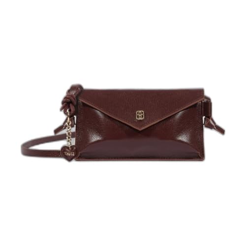 Schutz Bolsa Tiracolo Feminina em Couro Legítimo, Pequena Chaveiro Coração - Port Burgundy