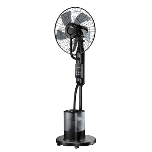 NebulaFlow 2026 Upgrade Sprühnebel-Ventilator 4L Wassertank 7 5H Timer 5 Geschwindigkeiten 3 Modi mit Fernbedienung