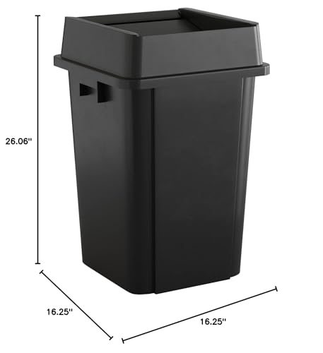Caneca de basura cuadrada negra de 19 galones con tapa miniatura 5