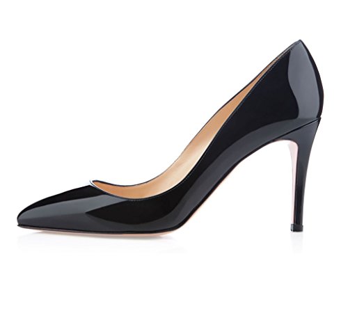 EDEFS 80mm Damen Klassischer Geschlossen Pumps High Heels Partei Abendschuhe Schwarz Größe EU38
