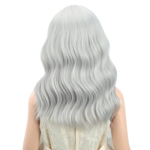 Image of PATTNIUM Kids Silver Wig Short Wavy Silver White Wig for Child Cosplay Halloween Party Costume Heat Resistant Synthetict Wigs
