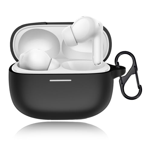 For Redmi Buds 6 Pro ケース カバー Mosasa Redmi Buds 6 Pro シリコン保護ケース 充電便利 全面保護 紛失防止 滑り止め 軽量 キズ防止 スリム 薄型 旅行 耐衝撃 防塵-ブラック