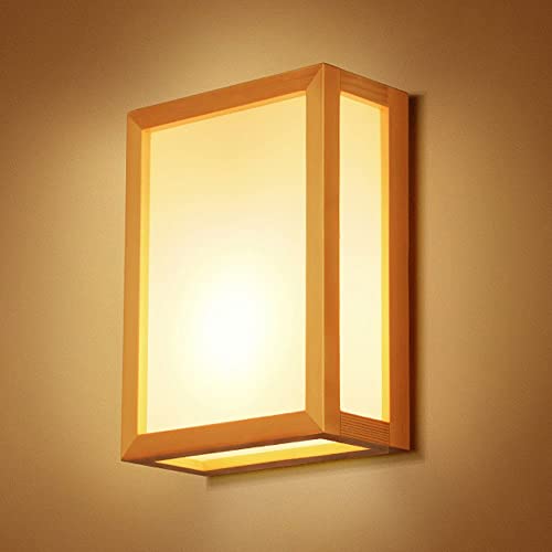 Aplique de pared retro de 2 luces E27 estilo japonés de madera maciza para cama 2