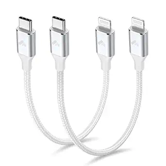 Aiminu 1ft 2Pack USB C to Lightning Cable Short, PD USB C to iPhone Cable MFi Certified, Nylon Braided Short iPhone Charger Cord Fast Charging for iPhone 14 13 12 11 Pro Max XR XS X 8 Plus SE iPad