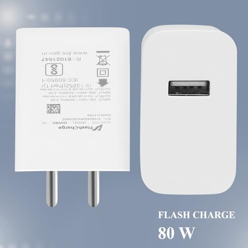 Image of Vivo Original 80W Flash Type-C Charger Compatible with Vivo V30, V29, V27, V25, V23E, V23 Pro, T1, T2, T3, T3X, V21 5G, Y200, Y18, Iqoo 12, Z9X, Neo 9 Pro,7 Pro, Z7, Z7S, Z6 Lite, 11, Z6 80w