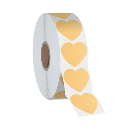 500 Heart Shaped Kraft Stickers, Natural Brown...