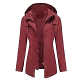 LAZIRO Las Mujeres De OtoñO E Invierno Al Aire Libre De Color SóLido Con Cremallera Cortavientos De Longitud Media Chaqueta Con Capucha Cardigan