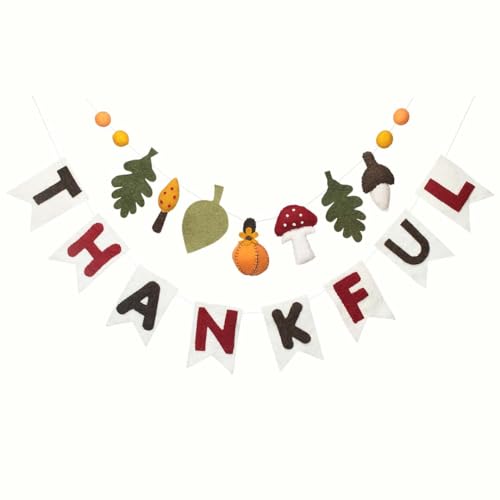 Image of Folkulture Fall Garland - 72 Inch | Fall Leaf Garland for Fall Decorations for Home, Mantle, Pottery Barn Decor | Cute, Premium Wool, Pre Strung Autumn Leaves Felt Garland for Wall Decor, Thanksgiving