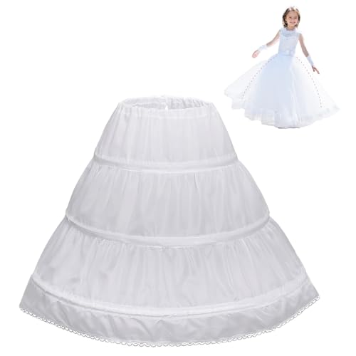 Bellabon Enaguas Cortas para Niña Blanca, Enaguas para Vestidos,Cancan Mujer,Falda Crinolina para Boda, 3 Aros Falda Vestidos de época