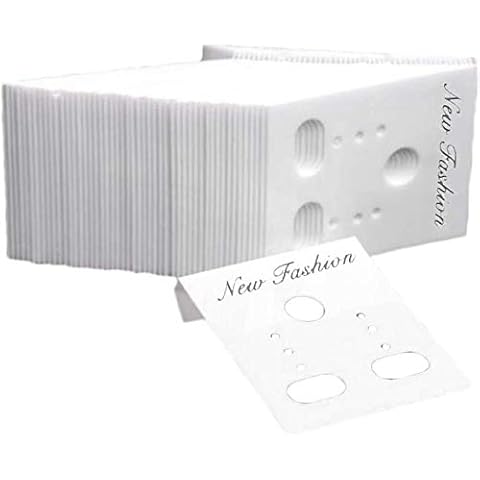 FRECI 1000 Pieces Earring Display Cards Earring Card Holder Jewelry Display Cards Kraft Paper Tags for DIY Ear Studs and Earrings - White 2 Cover