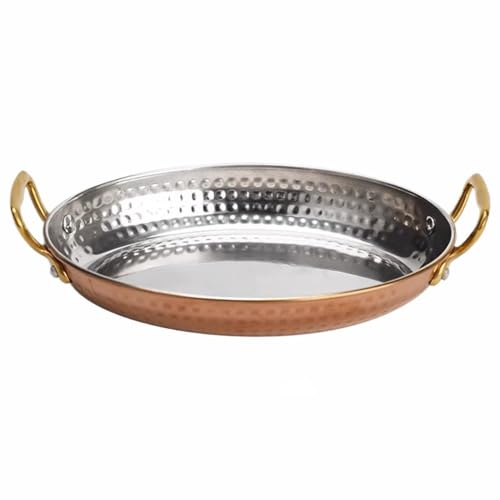 Paellera de acero inoxidable con asas dobles, cacerola antiadherente sin revestimiento para el hogar, cocina, restaurantes, camping (18 cm)