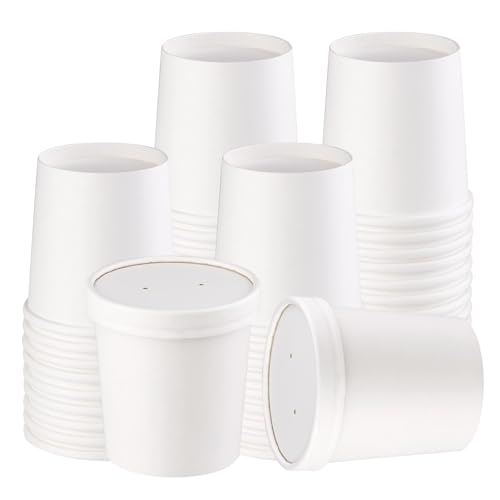 Image of 16 oz 50 Pcs Disposable Soup Containers with Lids, Ice Cream Cups