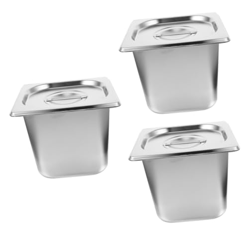 JUMPLAWN 3 Piezas bandeja de hotel tapa bandeja de aperitivos buffet cesta cacerola acero inoxidable bandejas acero inoxidable contenedor de platos buffet porta comida buffet clásico Silver