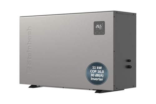 STEINBACH Wärmepumpe Silent 11 – 049314 – Inverter Wärmepumpe für Pools bis 50.000 l – Heizleistung 11.000 W, Besonders leiser Betrieb und effizient Dank Inverter-Technologie, Kabelgebunden