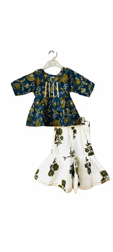 Indian Salwar Suit/cotton sharara kurta set/toddler indian baby girls set, traditional dress set, baby indian wear, palazzo baby set (12-18 Months)