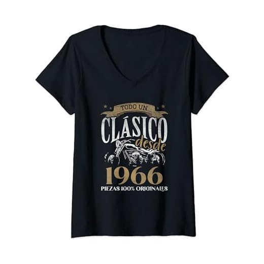 Mujer Nacido En 1966 - 56 años Cumpleaños Moto Biker Hombre Motero Camiseta Cuello V