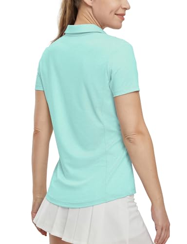 Image of BGOWATU Women's Short Sleeve Golf Tennis Polo Shirts V Neck Collared Workout Tops UV Protection Dry Fit