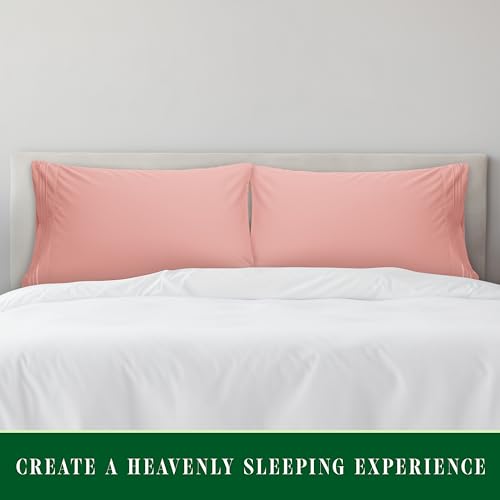 Image of Elegant Comfort Luxury Ultra-Soft 2-Piece Pillowcase Set - 1500 Premium Hotel Quality Microfiber Double Brushed - Wrinkle Resistant, King Size, Dusty Rose