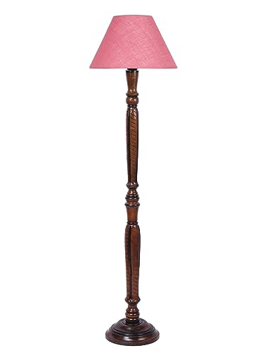 Image of Devansh Pink Jute Conical Wooden Floor lamp -25