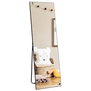 HORLIMER Ganzkörperspiegel Schwarz 150x41cm – Flexibler Standspiegel & Wandspiegel, Klare Sicht, Sicherheitsglas – Perfekt für Schlafzimmer & Ankleidezimmer