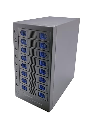 Image of 8 Bay Tool Less Tray Hot Swapable 2.5 inch and 3.5 inch SATA Hard Drive External USB-C 3.2 (10Gbps) Hard Drive Enclosure. Support up to 8X 22TB Capacity.