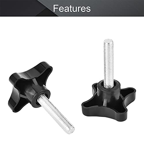 MroMax Clamping Handle Gripandles Screw Knobs Handgrips M10 x 50mm Threaded Plastic Metal Black 5pcs, 5pcs M10x50 - Image 3