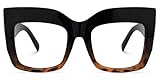 Zeelool Vintage Oversized Thick Cat Eye Glasses for Women with Clear Lenses Alberta FP0668-02 Tortoise