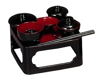 Amazon｜仏膳（霊供膳） 黒内朱 樹脂製 (5.5寸(16.5×16.5cm))｜仏膳