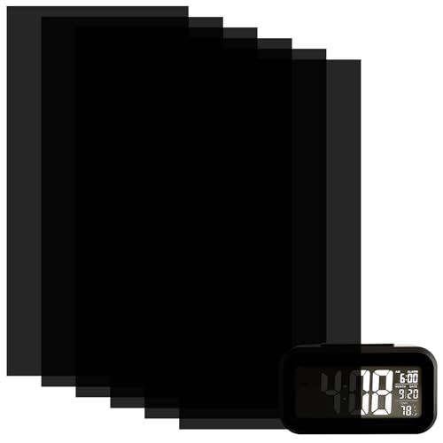 6PCS Adhesive Light Dimming Sheets Light Cover, 8.1x4.09 Inch LED Blocking Stickers/Self-Adhesive Dimming Sheets for Radio, Square Led Light Cover Stickers, Light Dimming Filters for Clock