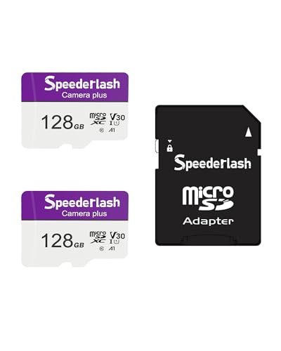 Image of Micro SDXC Memory Card 128GB 2 Pack, Speederlash Camera Plus TF Card with Adapter, 90MB /s Read Speed, 4K UHD&5K Video Support, U1 V30 A1 Rated, Waterproof, for Gaming Devices, Drones, Smartphones