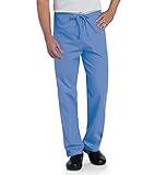 Landau Standard Comfort Stretch One-Pocket Reversible Drawstring Scrub Pant, CEIL Blue, Large