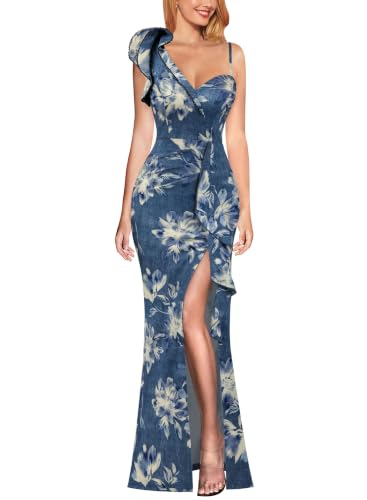 Image of VFSHOW Womens Ruffle One Shoulder Wedding Formal Prom Evening Maxi Dress