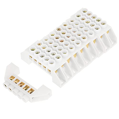 BORDSTRACT Barra di connessione per morsettiera da 10 pezzi, Terminali a 5 fori tipo a ponte, Barra di barriera con design a ponte per cavi di distribuzione elettrica in ottone