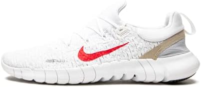 Nike Men's Free Run 5.0 Sneaker, White/Siren Red, 10.5