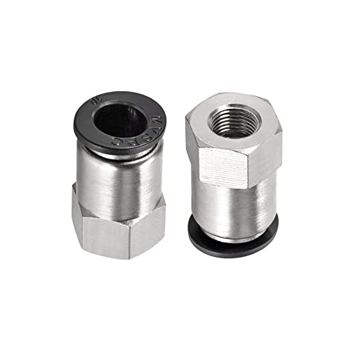 M METERXITY 2 Pack 1/8PT Push Lock Fitting - Straight Union Adapter, Push to Connect Fittings, Apply to Pneumatic System (10mm, Silver)