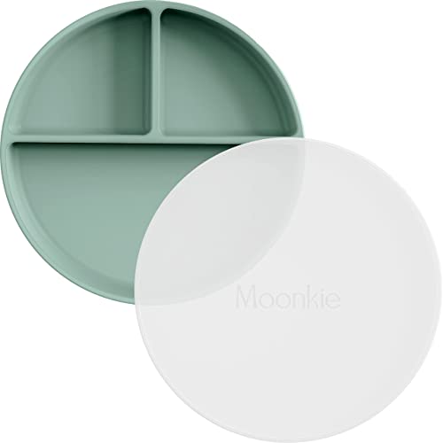 Moonkie Suction Plates for Babies & Toddlers, Sage, Small