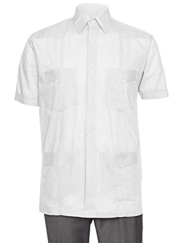 Short Sleeve Guayabera Shirt - for Men Cuban Linen Look