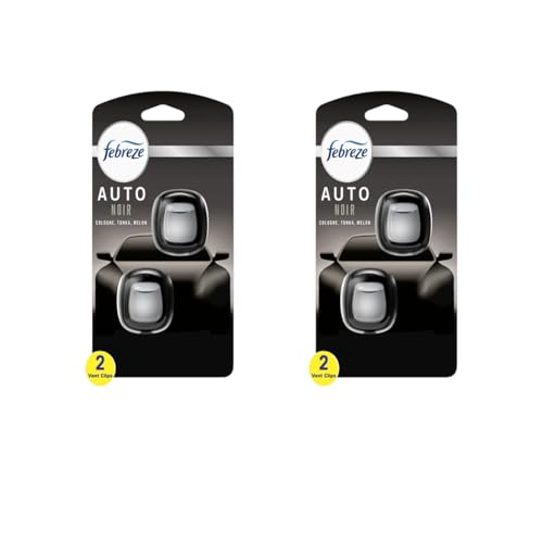 Febreze Vent Clip Car Air Freshener, Odor Eliminator, Auto Noir Scent, 4 Clips (2 Packs) - image 1
