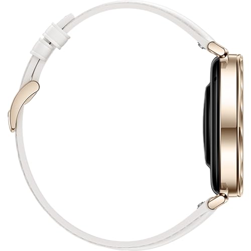 Montre connectée Huawei Watch GT 5 41 mm doré en acier inoxydable avec bracelet en cuir reconstitué Blanc