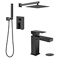 Lava Odoro 2-Setting Shower Faucet Set and Bathroom Faucet, Matte Black