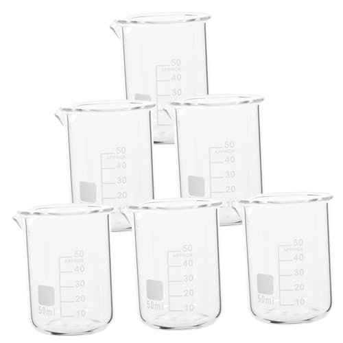 Cabilock 6pcs Lab Glass Beakers Beakers Measuring Cups Science Lab Lab Glassware Glass